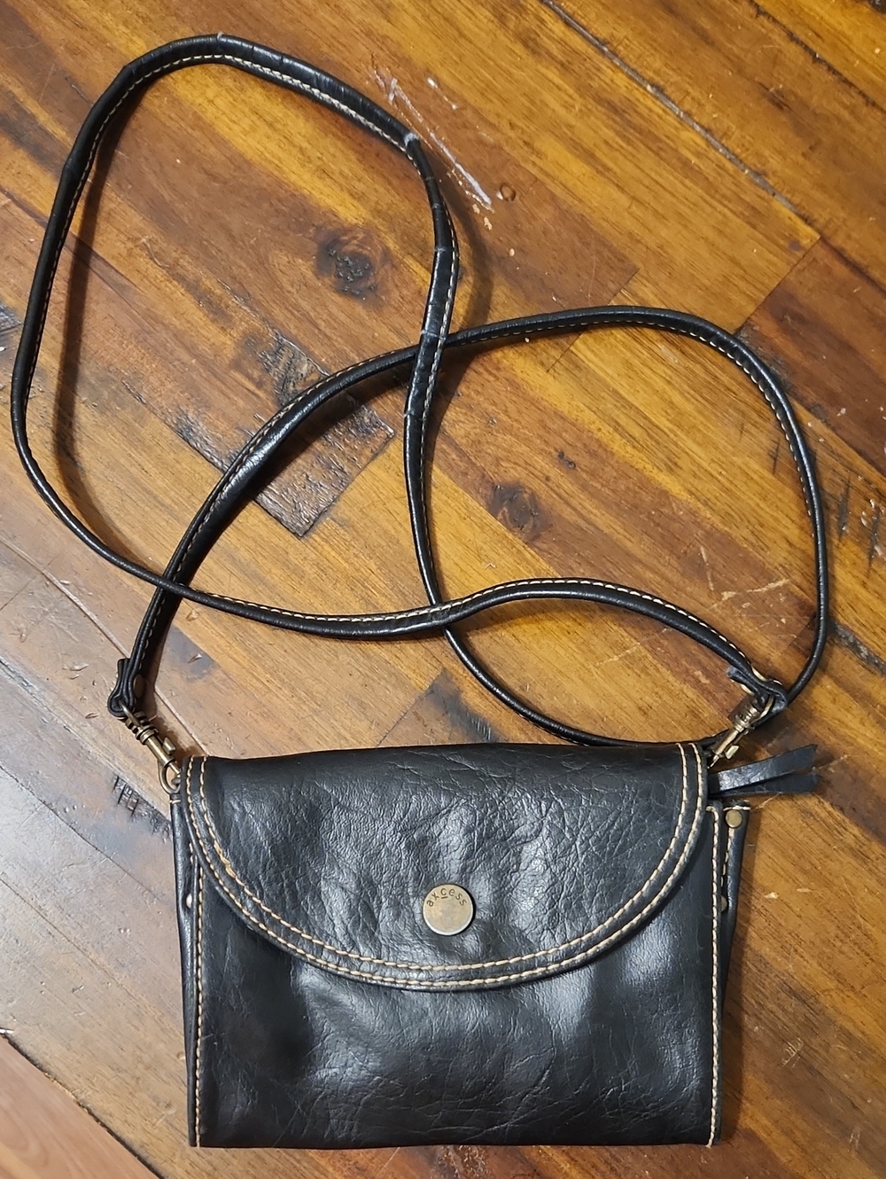 Axcess Dark Brown Leather Crossbody Bag with Contrast Stitching